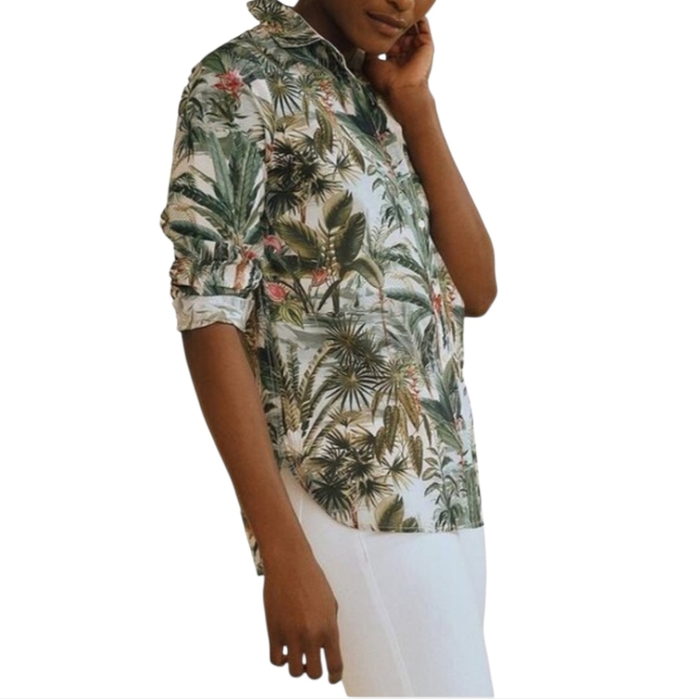J.McLaughlin Britt Tropical Floral Print Silk Cotton Long Sleeve NWOT Size L - Picture 16 of 16